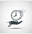 icon hand holds a clock dial passing in sand vector image