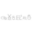 set continuous one line drawing a cheese vector image