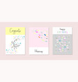 set of artistic hand drawn creative greeting cards vector image