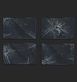 broken glass with cracks and hole from impact vector image vector image