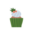 cute small cupcake with red holly berries vector image vector image