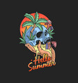 skull summer tropical beach vector image vector image