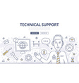 technical support doodle concept vector image