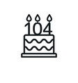 birthday cake line icon with candle number 104 vector image