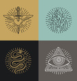 set of tattoo styled icons vector image