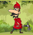 cartoon lumberjack with glasses standing axe vector image