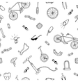 seamless pattern in doodle stylebicycle vector image