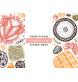 thanksgiving dinner menu design in color vector image vector image