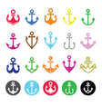 anchor icons set - symbol of sailors sea and chr vector image