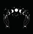 mystical moon phases and woman hands triple vector image vector image