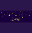 happy diwali web banner with golden flat diya vector image vector image