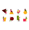 people holding shapes abstract characters vector image