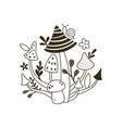 black and white image with mushrooms vector image vector image