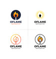 letter o logo with burn fire match in center vector image vector image
