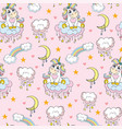 seamless pattern cute baby unicorn pink vector image