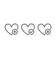 wish list icon set hearts with plus mark vector image