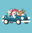 santa claus drive a car full of christmas gift vector image