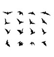 set of flying bat silhouette icons vector image