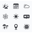 cloud and sun icon storm symbol moon stars vector image