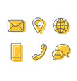 contact icons set on white background vector image vector image