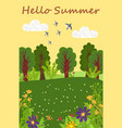 hello summer flying flock swallows forest vector image vector image