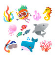 collection of underwater images sea wonders vector image