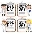 health day logo with doctor and nurse vector image