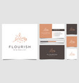 elegant beauty floral logo design line art style vector image