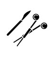 surgical scalpel and clamp glyph icon vector image