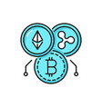cryptocurrencies coins and blockcahin outline icon vector image