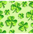 green seamless pattern with 3d patricks clover vector image vector image