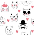 cute handdrawn cat seamless pattern vector image