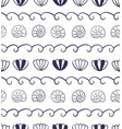 blue waves seashells nautical seamless pattern vector image vector image