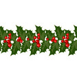 christmas decorations with holly and red berries vector image
