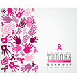 breast cancer campaign poster pink hand ribbon vector image vector image