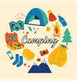 camping adventure hiking tourism campsite vector image