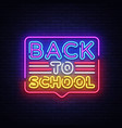 back to school greeting card design template neon vector image