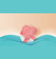 3d paper art and craft style on top view heart vector image