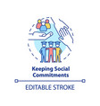 keeping social commitments concept icon vector image vector image