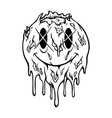 creepy emoticon monster smile black and white vector image vector image
