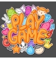game kawaii design cute gaming elements objects vector image