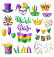 mardi gras party set items vector image