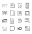 computer chips icons set outline style vector image