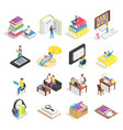 isometric book set reading books textbooks vector image vector image