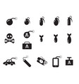 tnt and poison bomb icons in silhouette style vector image