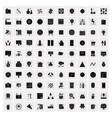 100 solid business icons for web and print vector image