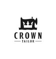 crown icon with sewing machine logo design vector image vector image