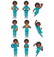 nurse african female set vector image