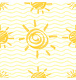 yellow marker sun seamless pattern vector image vector image