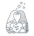 cute valentine gnomes with hearts vector image